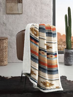 Wrangler Western Plush Sherpa Printed Throw