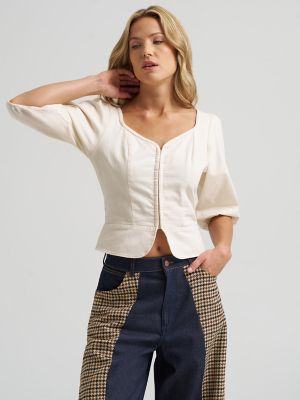 Women's Puff Sleeve Corset Top