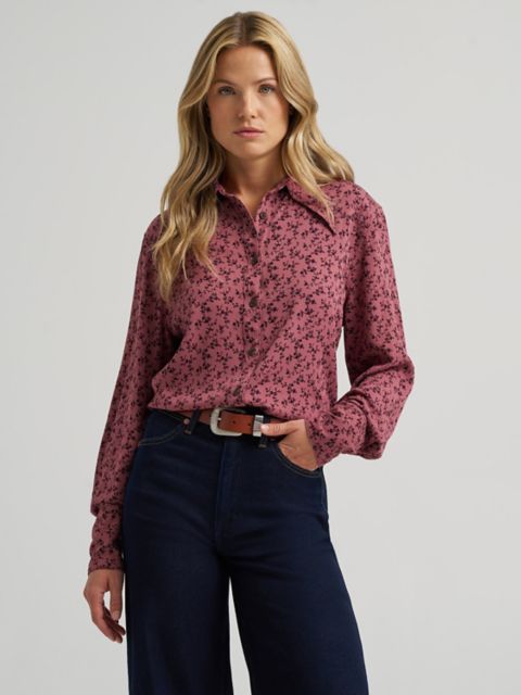 Женские рубашки Wrangler Women's Tess Dramatic Collar Floral Shirt