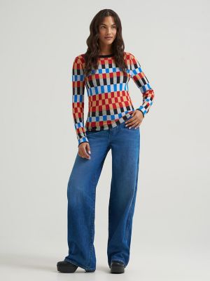 Women's Check Knit Crew