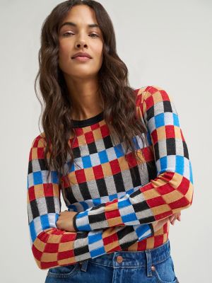 Women's Check Knit Crew