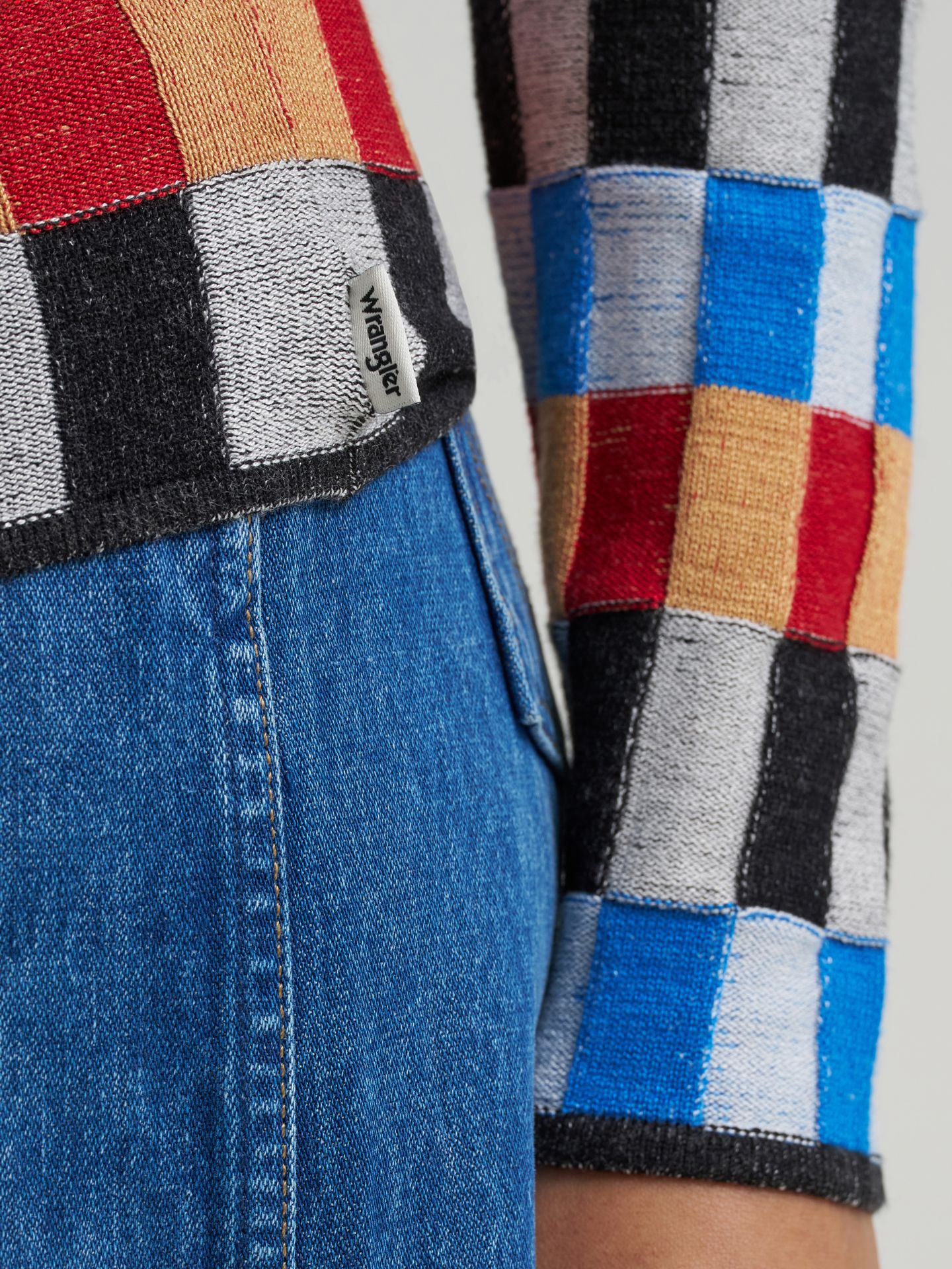 Женский вязаный свитер Wrangler Check Knit Crew, цвет: Разноцветный — фото 5