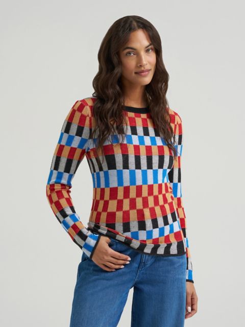 Женский вязаный свитер Wrangler Check Knit Crew