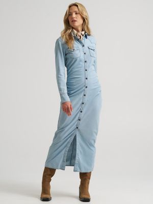 Women&rsquo;s Cinched Waist Maxi Dress in Durham Indigo