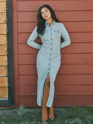 Women&rsquo;s Cinched Waist Maxi Dress in Durham Indigo