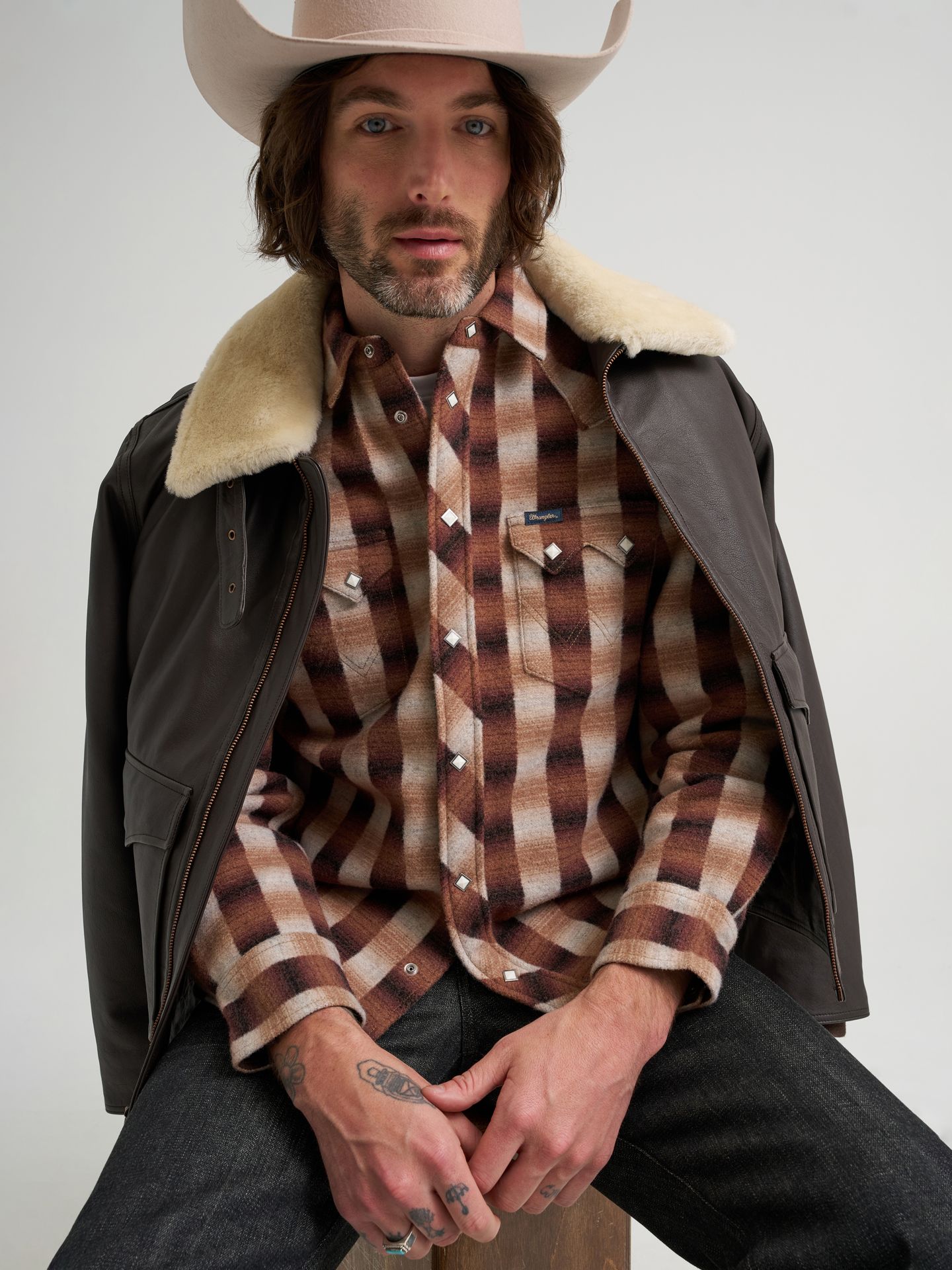 Мужская рубашка Wrangler Western Plaid Wool, цвет: Ombre — фото 4