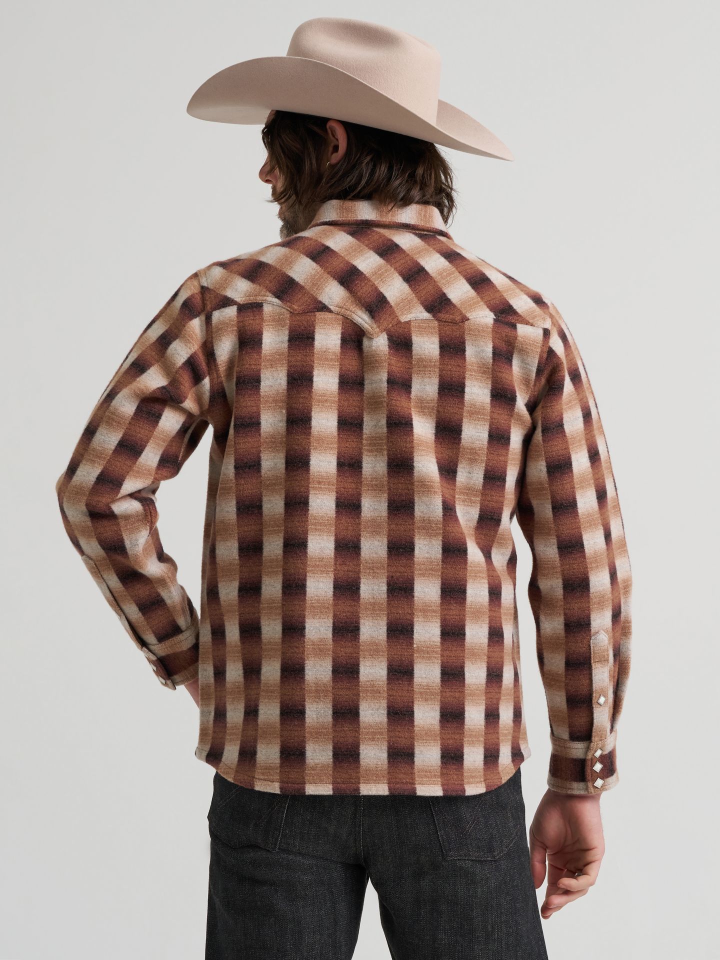 Мужская рубашка Wrangler Western Plaid Wool, цвет: Ombre — фото 5