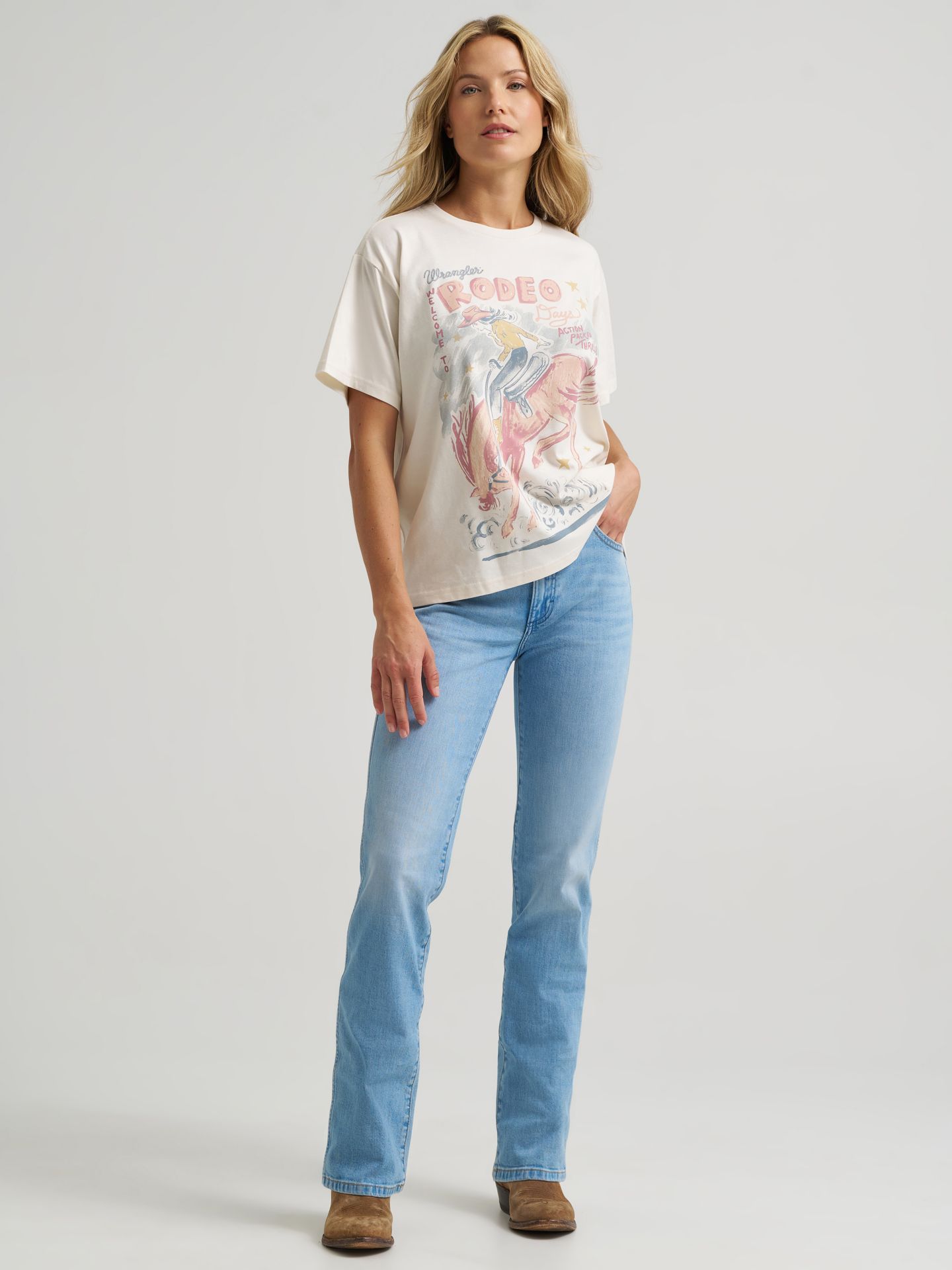 Футболка Wrangler Rodeo Days Girlfriend Graphic, цвет: Egret — фото 2