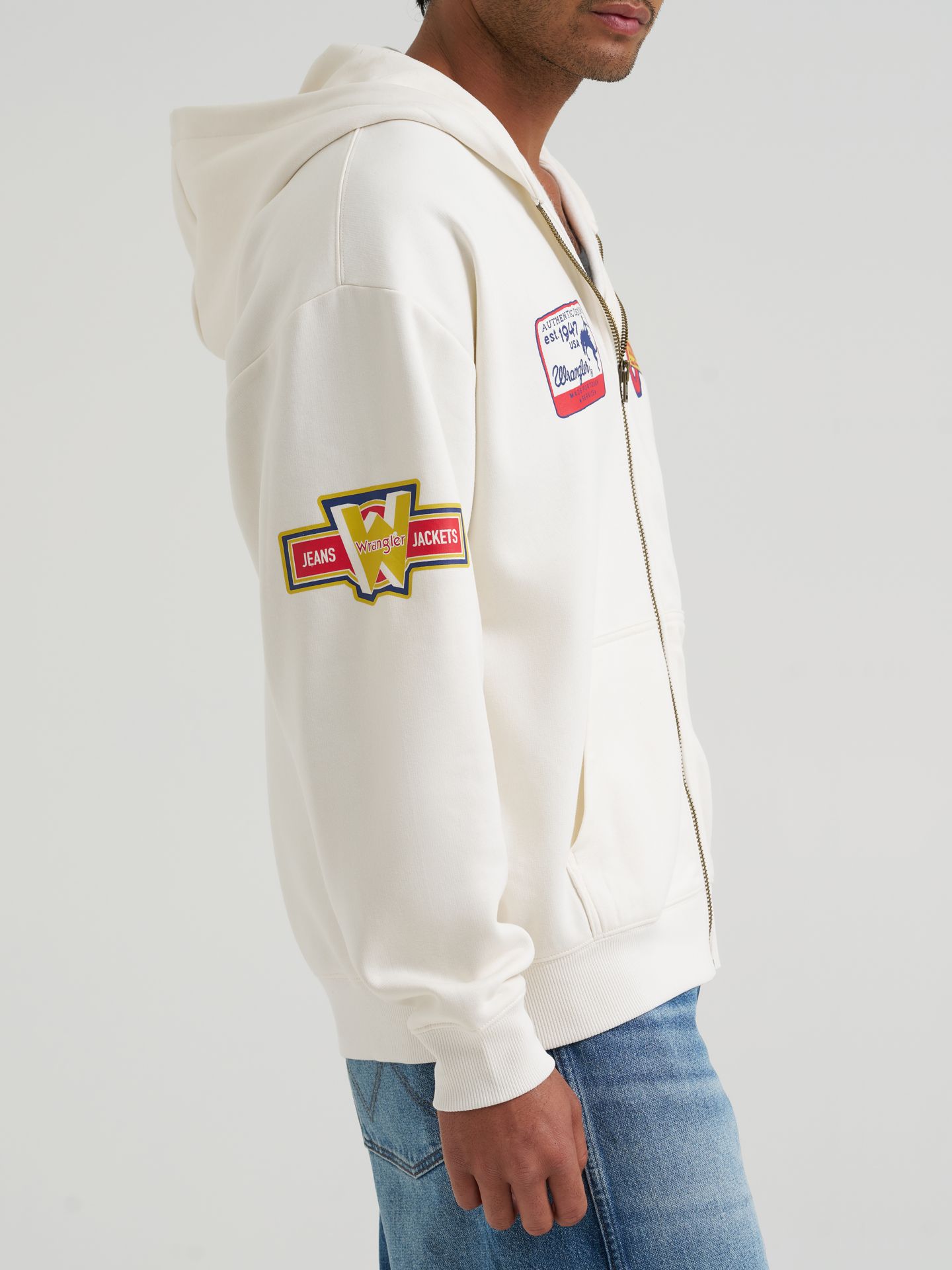 Мужское худи Wrangler Vintage Fit Full-Zip, цвет: Миндальное молоко — фото 7