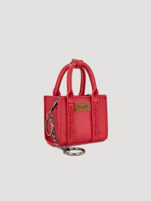 Mini Tote Key Chain in Red
