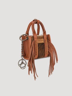 Fringe Mini Tote Key Chain:Brown:One Size alternative view 2