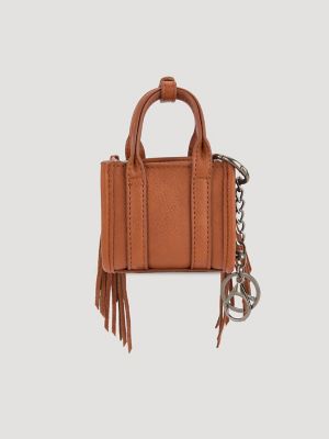 Fringe Mini Tote Key Chain:Brown:One Size alternative view 3