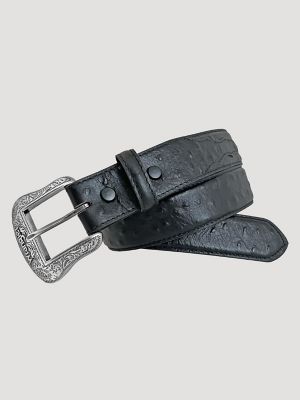 Men's Ostrich Print Leather Belt