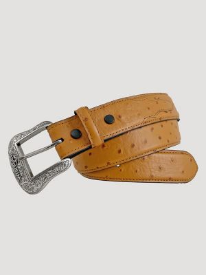 Men's Ostrich Print Leather Belt | Men's ACCESSORIES | Wrangler®