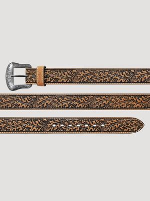 Men's Acorn and Leaf Embossed Belt