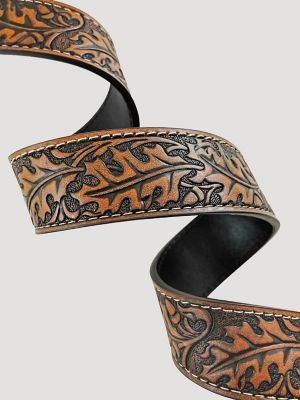 Men's Acorn and Leaf Embossed Belt