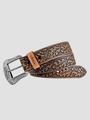 Men's Acorn and Leaf Embossed Belt