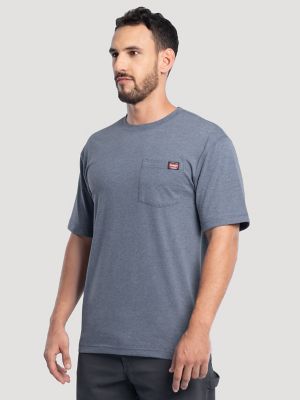 Men's Workwear Heather Pocket T-Shirt in Sea Blue alternative view 2