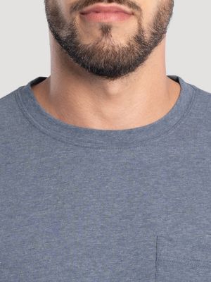 Men's Workwear Heather Pocket T-Shirt in Sea Blue alternative view 4