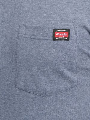 Men's Workwear Heather Pocket T-Shirt in Sea Blue alternative view 5