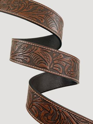 Mens 3 Piece Western Buckle Leather Belt:Brown:46 alternative view 2