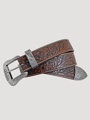 Men's 3 Piece Western Buckle Leather Belt
