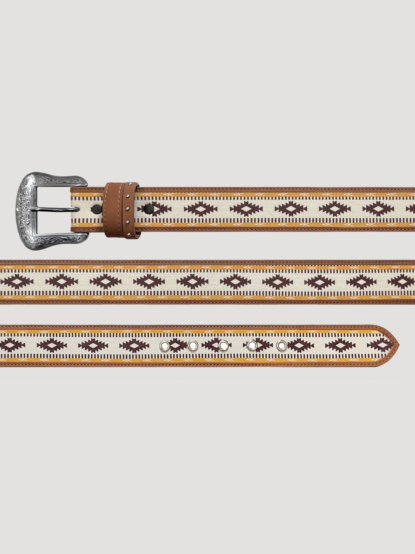 Женский ремень Wrangler Southwest Canvas Inlay Leather Belt, цвет: Рыжевато-коричневый — фото 2