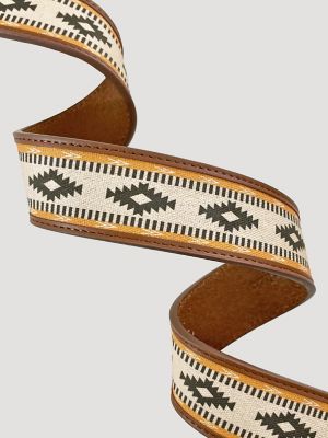 Women's Southwest Canvas Inlay Leather Belt