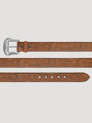 Women's Floral Embossed Leather Belt