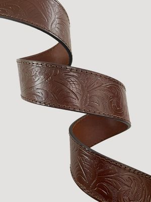 Women's 3 Piece Buckle Embossed Leather Belt in Mid Brown alternative view 2