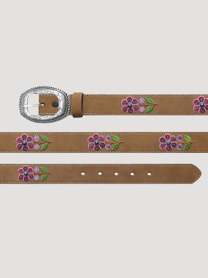 Girl's Floral Embroidery Leather Belt