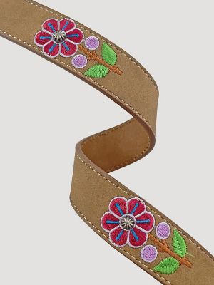Girl's Floral Embroidery Leather Belt