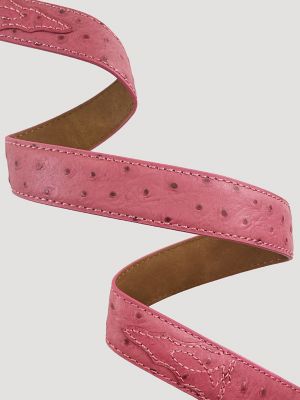 Girl's Ostrich Print Leather Belt