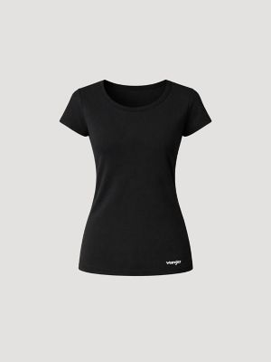 Women's Short Sleeve Pajama Set in Black/White