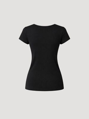 Women's Short Sleeve Pajama Set in Black/White