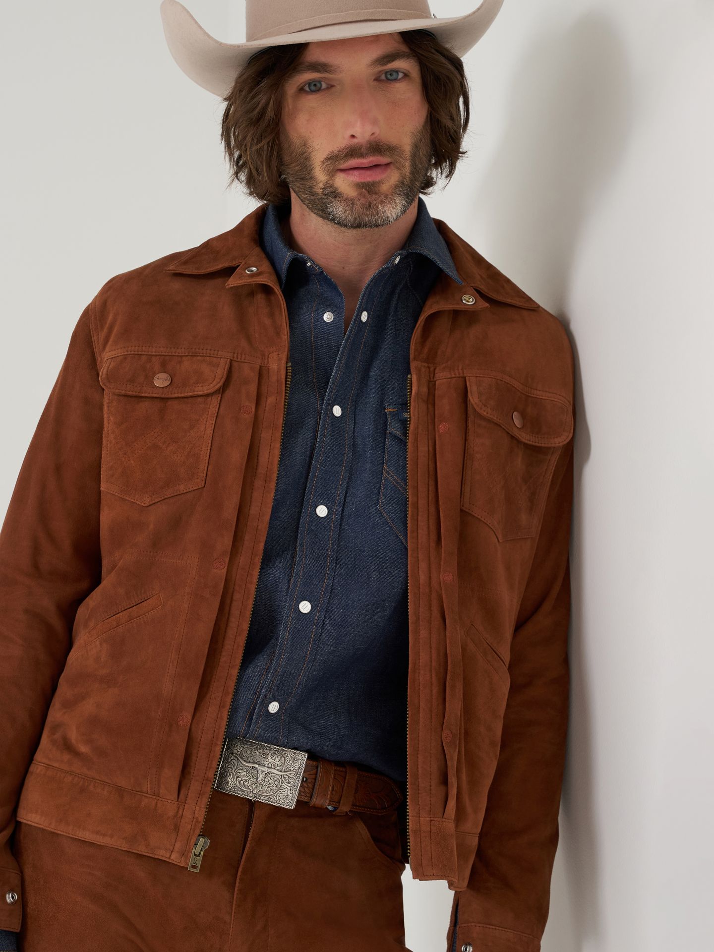 Мужская куртка Wrangler Suede Blue Bell, цвет: Вишнёвый красное дерево — фото 4