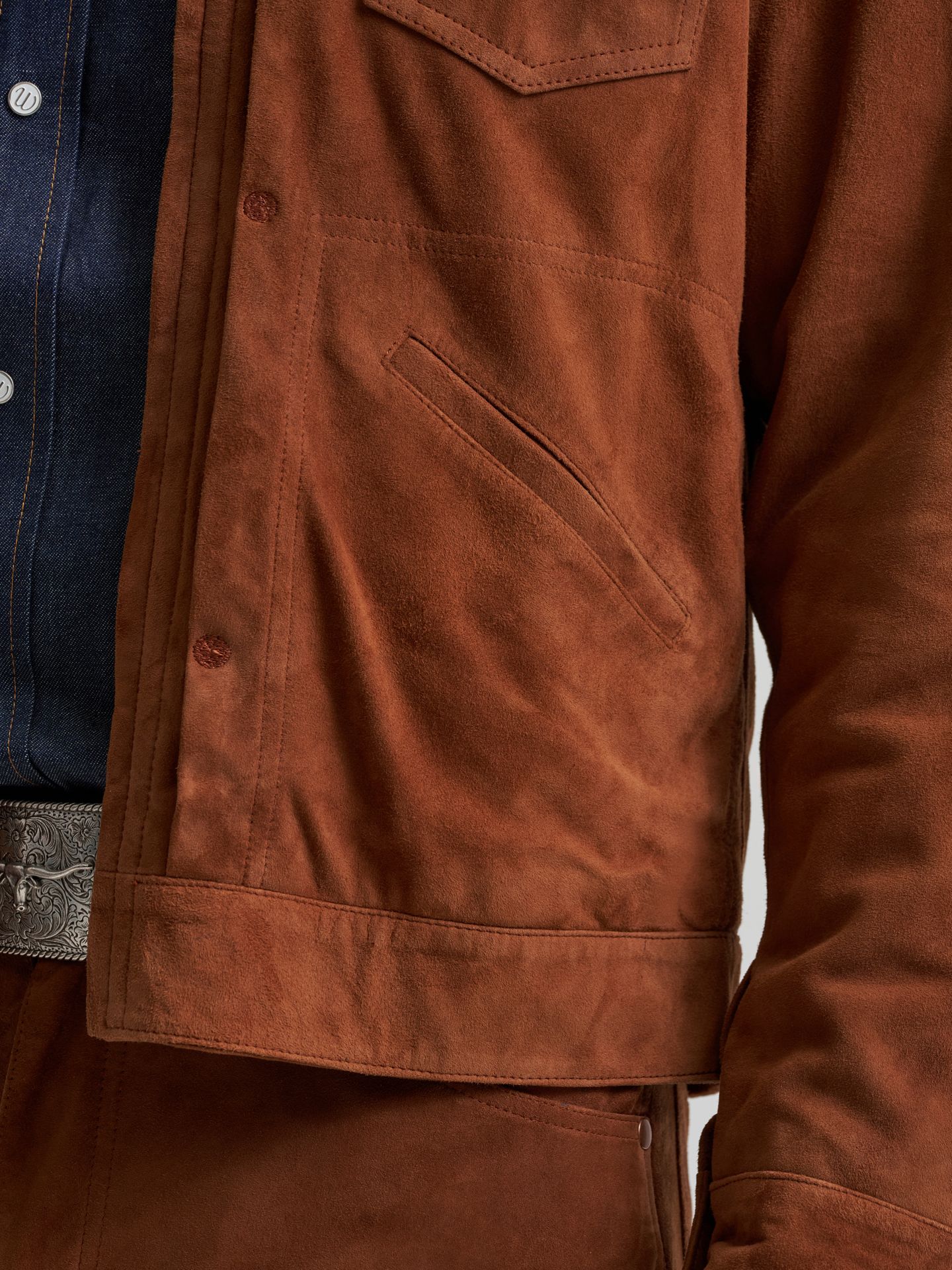 Мужская куртка Wrangler Suede Blue Bell, цвет: Вишнёвый красное дерево — фото 8