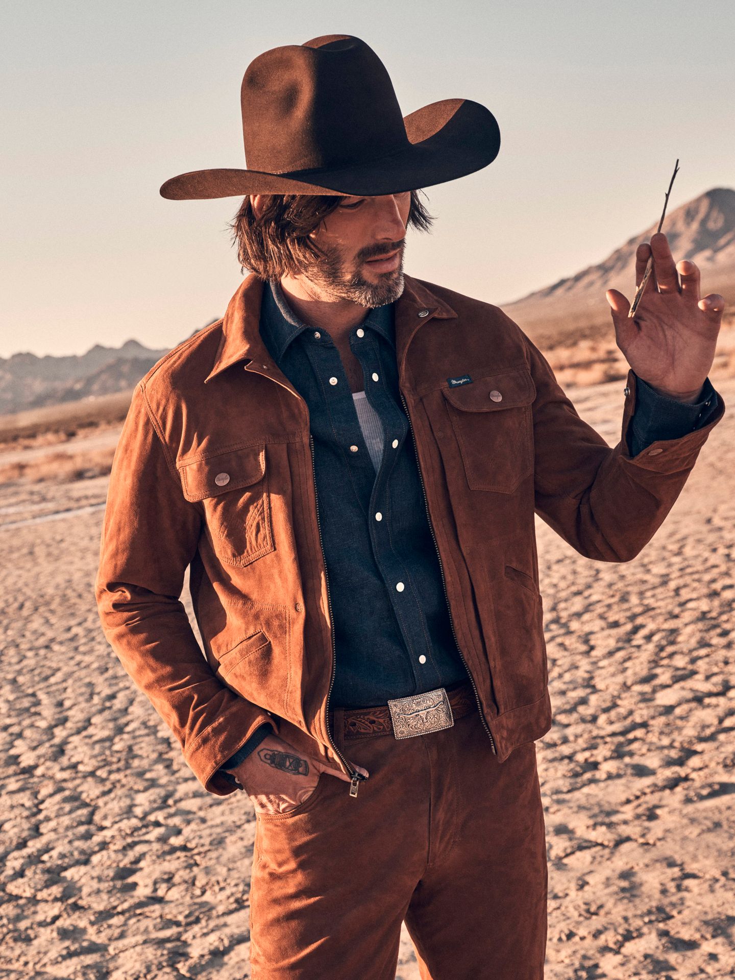 Мужская куртка Wrangler Suede Blue Bell, цвет: Вишнёвый красное дерево — фото 1