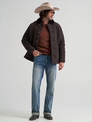 Men's Suede Shearling Range Jacket in Chocolate Torte