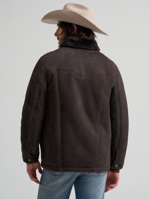 Men's Suede Shearling Range Jacket in Chocolate Torte
