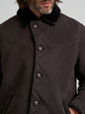 Men's Suede Shearling Range Jacket in Chocolate Torte
