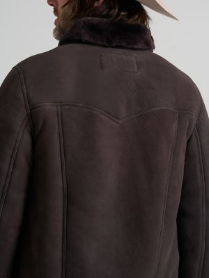 Men's Suede Shearling Range Jacket in Chocolate Torte