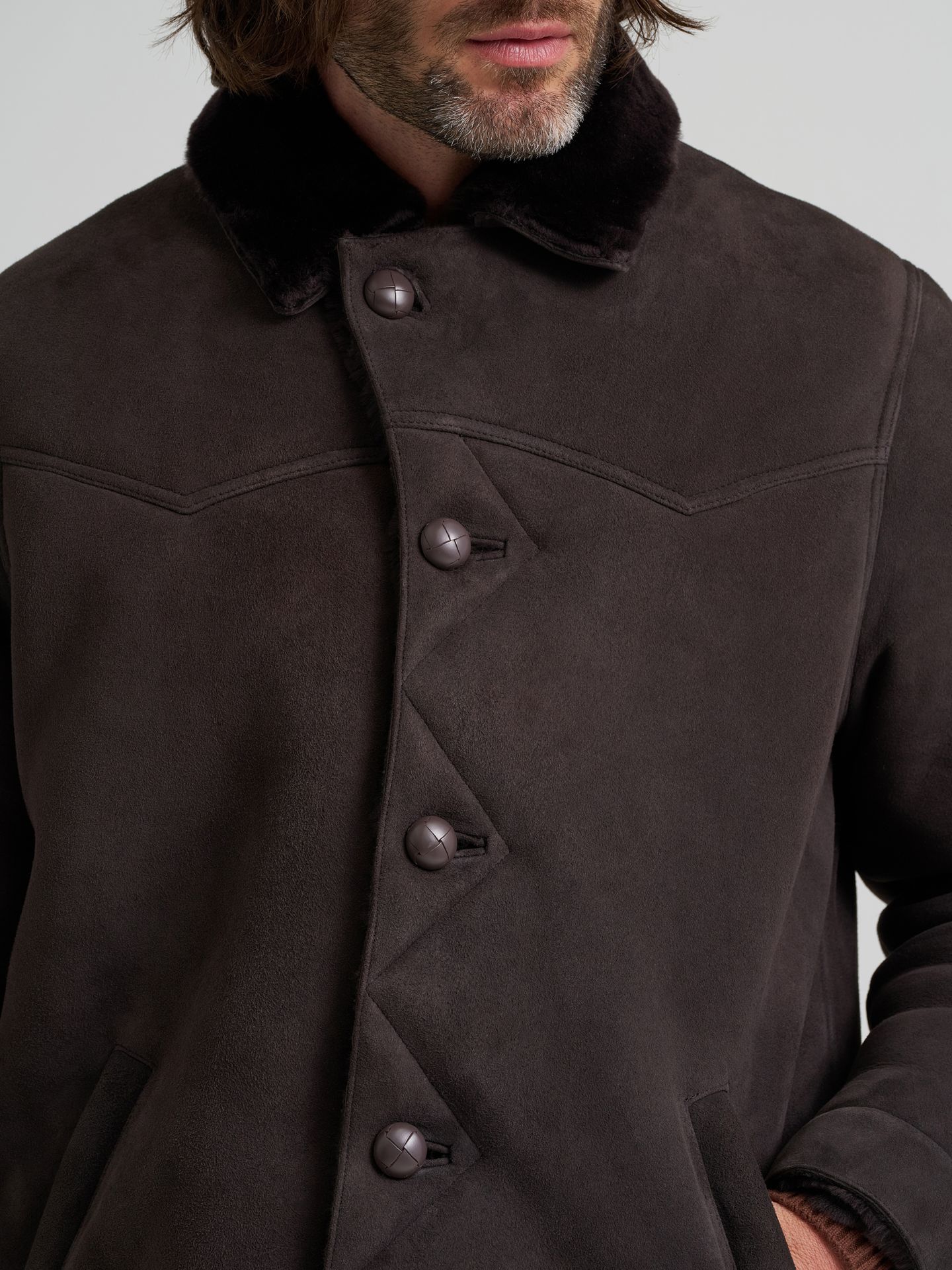 Мужская куртка Wrangler Blue Bell Suede Shearling Range, цвет: Шоколадный — фото 7