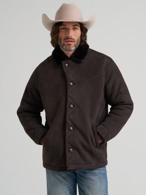Men's Suede Shearling Range Jacket in Chocolate Torte