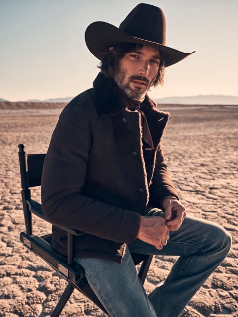 Мужские куртки Wrangler Men's Blue Bell Suede Shearling Range Jacket