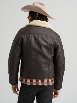 Men's Leather Aviator Jacket in Chocolate Torte
