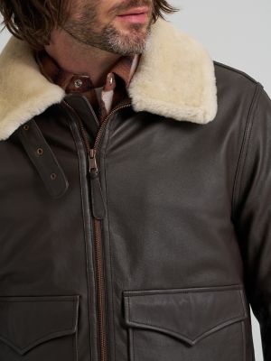 Men's Leather Aviator Jacket in Chocolate Torte