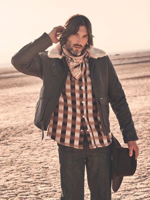 Men's Leather Aviator Jacket in Chocolate Torte