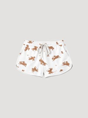 Women's Cami And Shorts Pajama Set in White/Brown