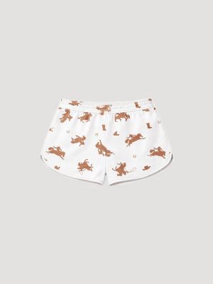 Women's Cami And Shorts Pajama Set in White/Brown